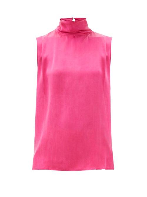 Matchesfashion.com Worme - The High Neck Silk Tank Top - Womens - Pink