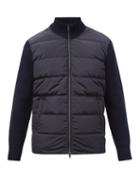 Herno - Quilted-down Panel Ribbed-wool Jacket - Mens - Navy