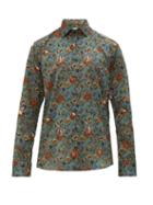Matchesfashion.com Etro - Floral Print Cotton Poplin Shirt - Mens - Blue Multi