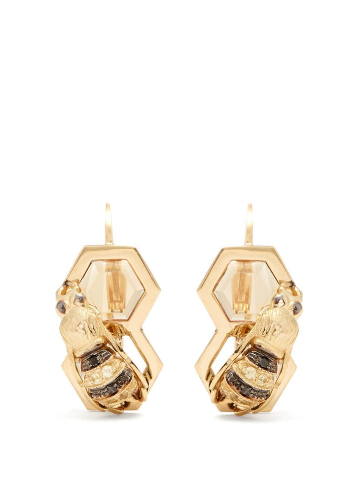 Delfina Delettrez Diamond, Sapphire & Yellow-gold Earrings