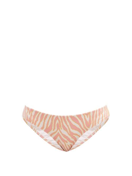 Matchesfashion.com Heidi Klein - Zebra Stretch-jacquard Bikini Briefs - Womens - Pink Print