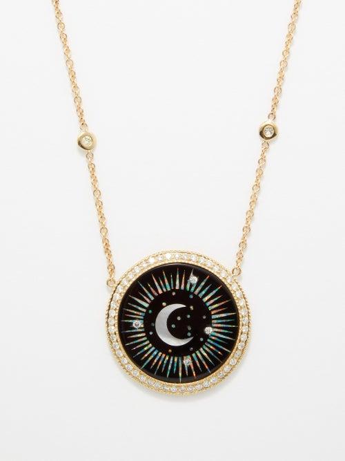 Jacquie Aiche - Diamond, Opal, Onyx & 14kt Gold Necklace - Womens - Black Multi