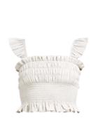Matchesfashion.com Loup Charmant - Ruffled Cotton Cropped Top - Womens - Beige