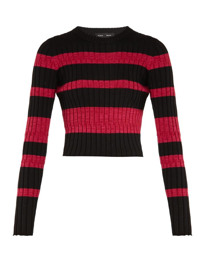Proenza Schouler Long-sleeved Striped Wool-blend Cropped Sweater