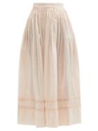 Matchesfashion.com Mimi Prober - Salter Lace-trimmed Organic-cotton Maxi Skirt - Womens - Light Pink