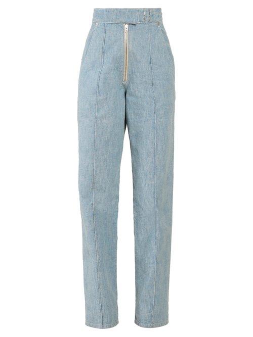 Matchesfashion.com Isabel Marant - Nuk High Rise Straight Leg Trousers - Womens - Light Blue