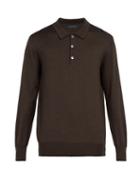 Matchesfashion.com Thom Sweeney - Merino Wool Long Sleeved Polo Shirt - Mens - Brown