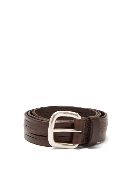 Matchesfashion.com Anderson's - Split Line Leather Belt - Mens - Brown