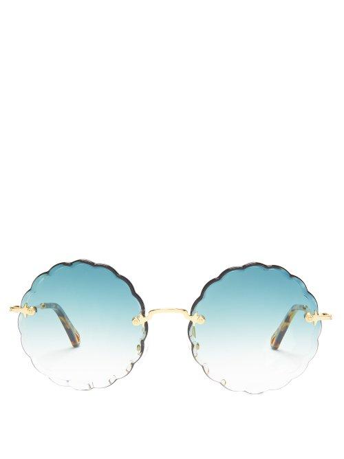 Matchesfashion.com Chlo - Rosie Round Frame Sunglasses - Womens - Dark Green