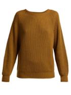 Matchesfashion.com Weekend Max Mara - Boat Neck Cotton And Wool Blend Sweater - Womens - Brown