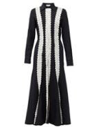 Matchesfashion.com Gabriela Hearst - Kari Leather-appliqu Cady Dress - Womens - Black White