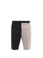 Matchesfashion.com Thom Browne - Tricolour Striped-panel Wool-blend Shorts - Mens - Navy