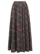 Matchesfashion.com Staud - Anita Electric Frog Print Cotton Blend Maxi Skirt - Womens - Black Multi