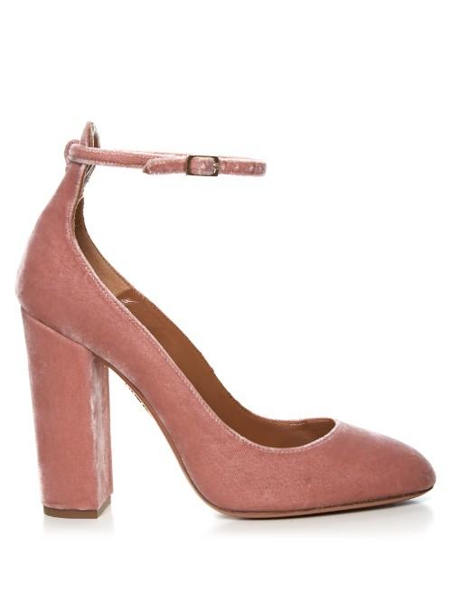 Aquazzura Alix Block-heel Velvet Pumps