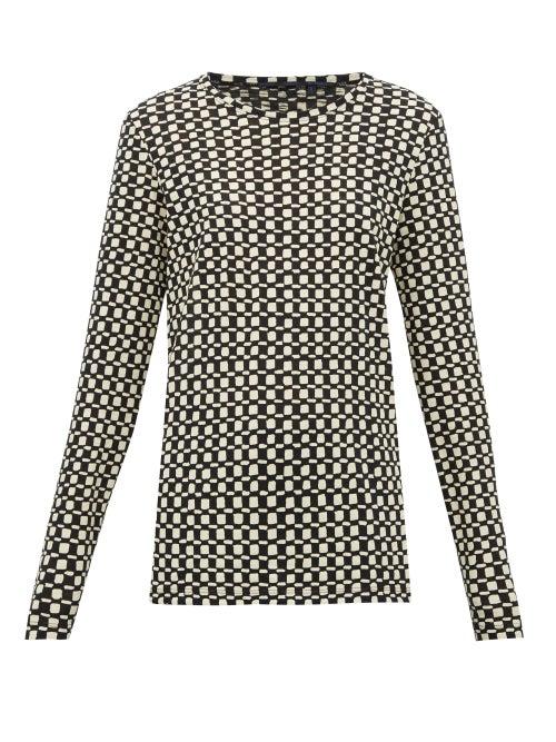 Matchesfashion.com Proenza Schouler - Checked Shibori Dyed Cotton Long Sleeved T Shirt - Womens - Black White