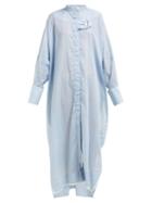 Matchesfashion.com Jil Sander - Gino Asymmetric Cotton Organdie Shirtdress - Womens - Light Blue