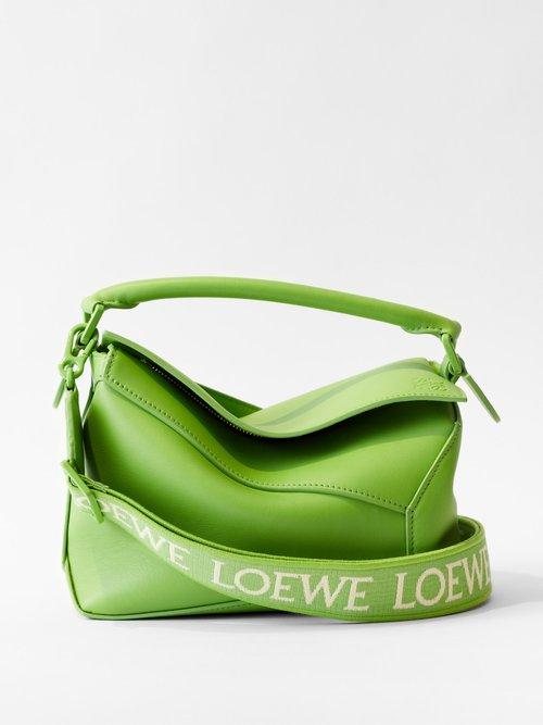 Loewe - Puzzle Edge Small Logo-strap Leather Bag - Womens - Green