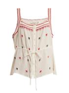 Matchesfashion.com Mes Demoiselles - Fairy Square Neck Cotton Top - Womens - Ivory Multi