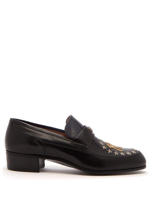 Matchesfashion.com Gucci - High Loomis Ny Yankees Leather Loafers - Mens - Black Multi