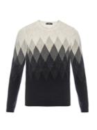 Vince Diamond Intarsia Wool And Linen-blend Sweater