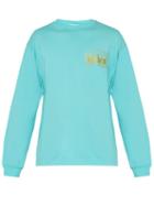 Matchesfashion.com Aries - Temple Logo Long Sleeved Cotton T Shirt - Mens - Light Blue