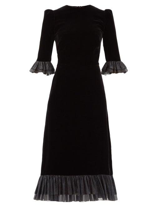 Matchesfashion.com The Vampire's Wife - The Falconetti Ruffled Silk-blend Velvet Dress - Womens - Black