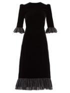 Matchesfashion.com The Vampire's Wife - The Falconetti Ruffled Silk-blend Velvet Dress - Womens - Black