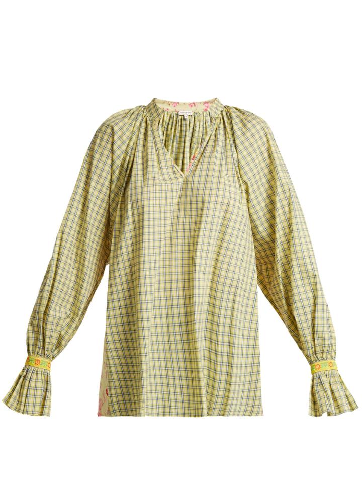 Natasha Zinko Checked Contrast-panel Cotton Top
