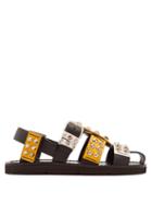 Matchesfashion.com Prada - Stud Embellished Leather Sandals - Womens - Black Yellow