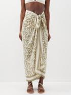 Matteau - Abstract-print Silk Sarong - Womens - Cream Print