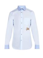 Matchesfashion.com Gucci - Flying Tiger Cotton Poplin Shirt - Mens - Blue