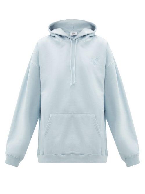 Matchesfashion.com Vetements - Goat Print Cotton Jersey Hooded Sweatshirt - Womens - Light Blue