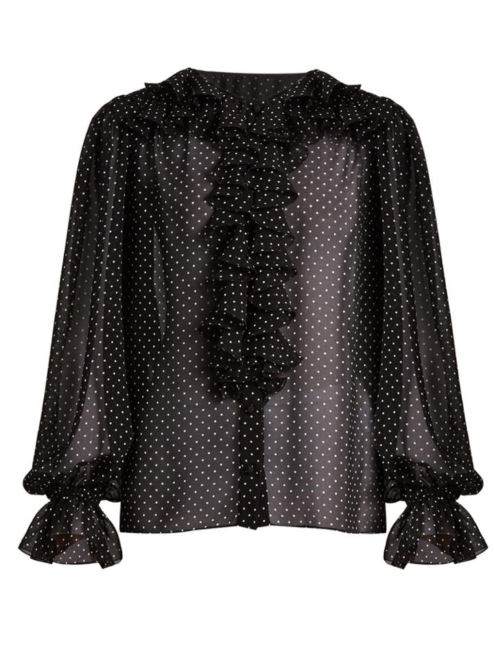 Dolce & Gabbana Ruffled Polka-dot Print Georgette Blouse