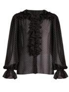 Dolce & Gabbana Ruffled Polka-dot Print Georgette Blouse