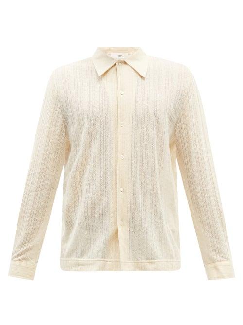 Sfr - Ripley Lace-knit Organic-cotton Blend Shirt - Mens - Ivory