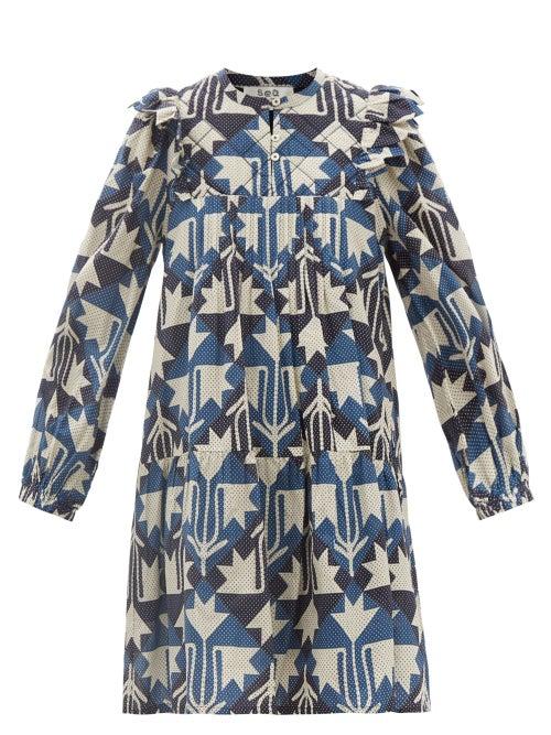 Sea - Helena Geometric-print Cotton-poplin Mini Dress - Womens - Multi