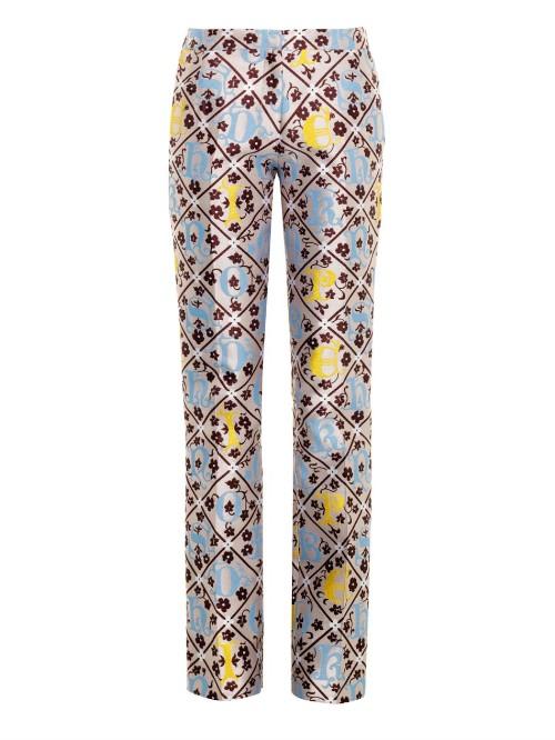 Mary Katrantzou Safari Forget Me Not Jacquard Trousers