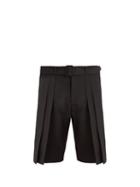 Matchesfashion.com Saint Laurent - Belted Wide Pleated Wool Shorts - Mens - Black