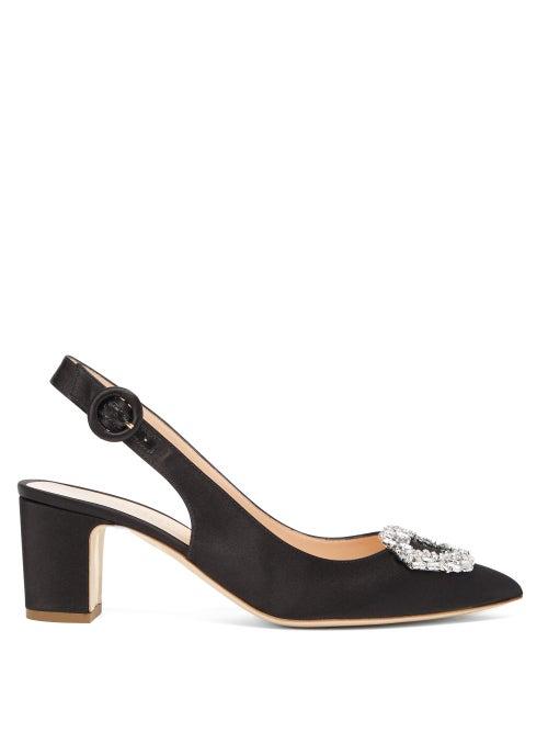 Matchesfashion.com Rupert Sanderson - Marina Crystal-buckle Satin Pumps - Womens - Black