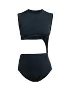 Matchesfashion.com Haight - Diagonal Cut Out High Neck Swimsuit - Womens - Black