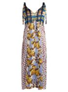 Marni V-neck Contrasting-print Midi Dress