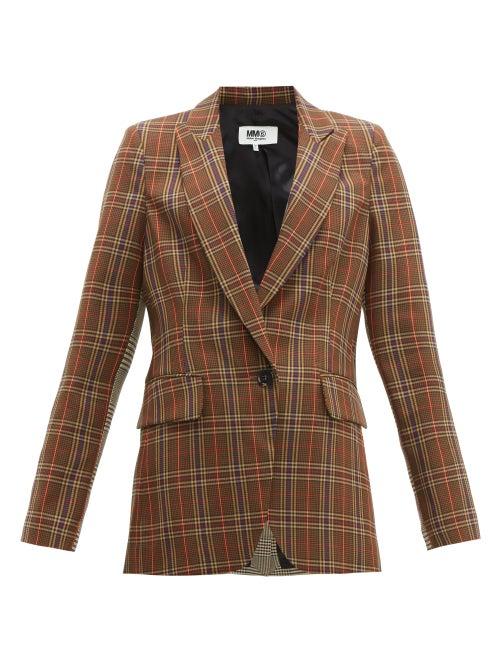 Matchesfashion.com Mm6 Maison Margiela - Single Breasted Two Tone Checked Blazer - Womens - Brown
