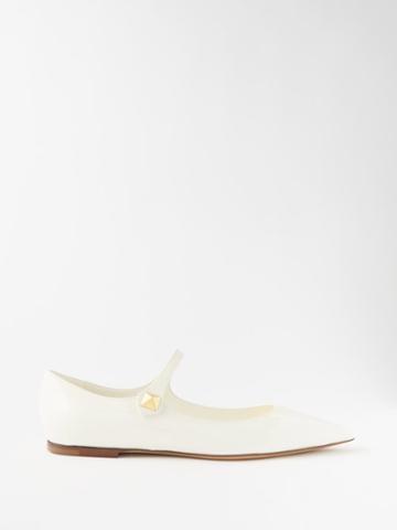Valentino Garavani - Ma Belle Patent-leather Point-toe Flats - Womens - White