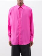 Valentino - Washed Silk Shirt - Mens - Bright Pink