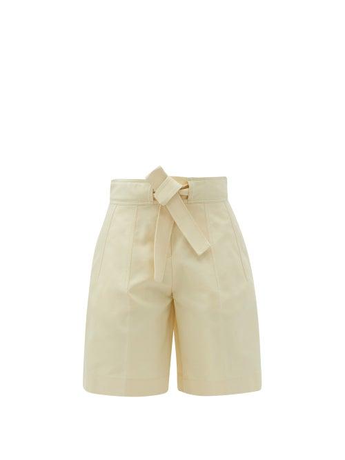 Matchesfashion.com Jil Sander - Belted Cotton Shorts - Womens - Cream