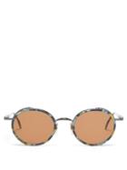 Matchesfashion.com Thom Browne - Round Frame Acetate And Metal Sunglasses - Mens - Navy Multi