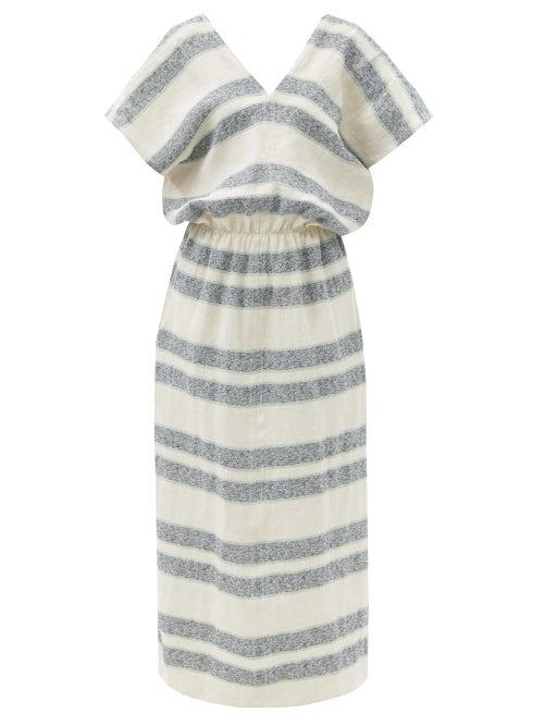 Matchesfashion.com Raey - Backless Linen Tunic Dress - Womens - Navy Multi