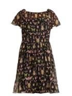 Matchesfashion.com Redvalentino - Bug Print Crinkle Chiffon Dress - Womens - Black Multi