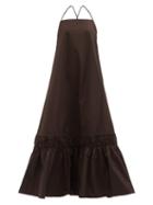 Matchesfashion.com Jil Sander - Gathered-hem Cotton Maxi Dress - Womens - Dark Brown