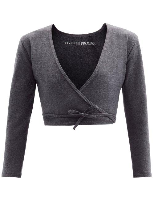 Matchesfashion.com Live The Process - Zen Stretch-jersey Wrap Top - Womens - Grey